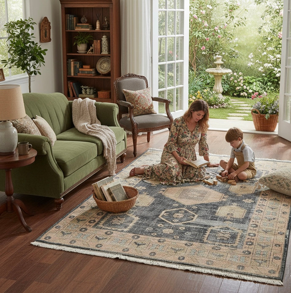 Antique Medallion Distressed Handknotted Rugs
