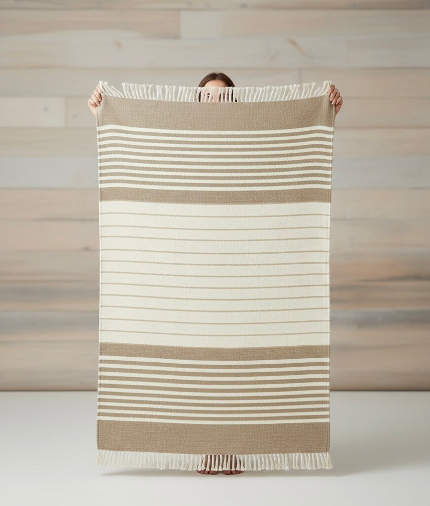 Sand & Salt Linear Flatweave Dhurrie