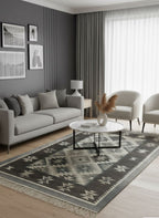Black & Ivory Diamond Kilim Dhurrie