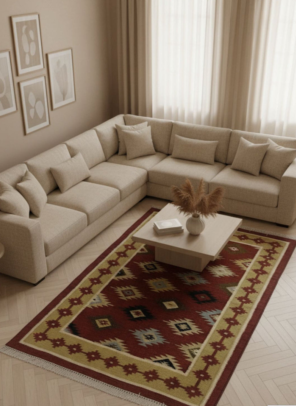 Rustic Nomadic Medallion Kilim Dhurrie