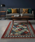 Persian-Style Geometric Kilim Dhurrie