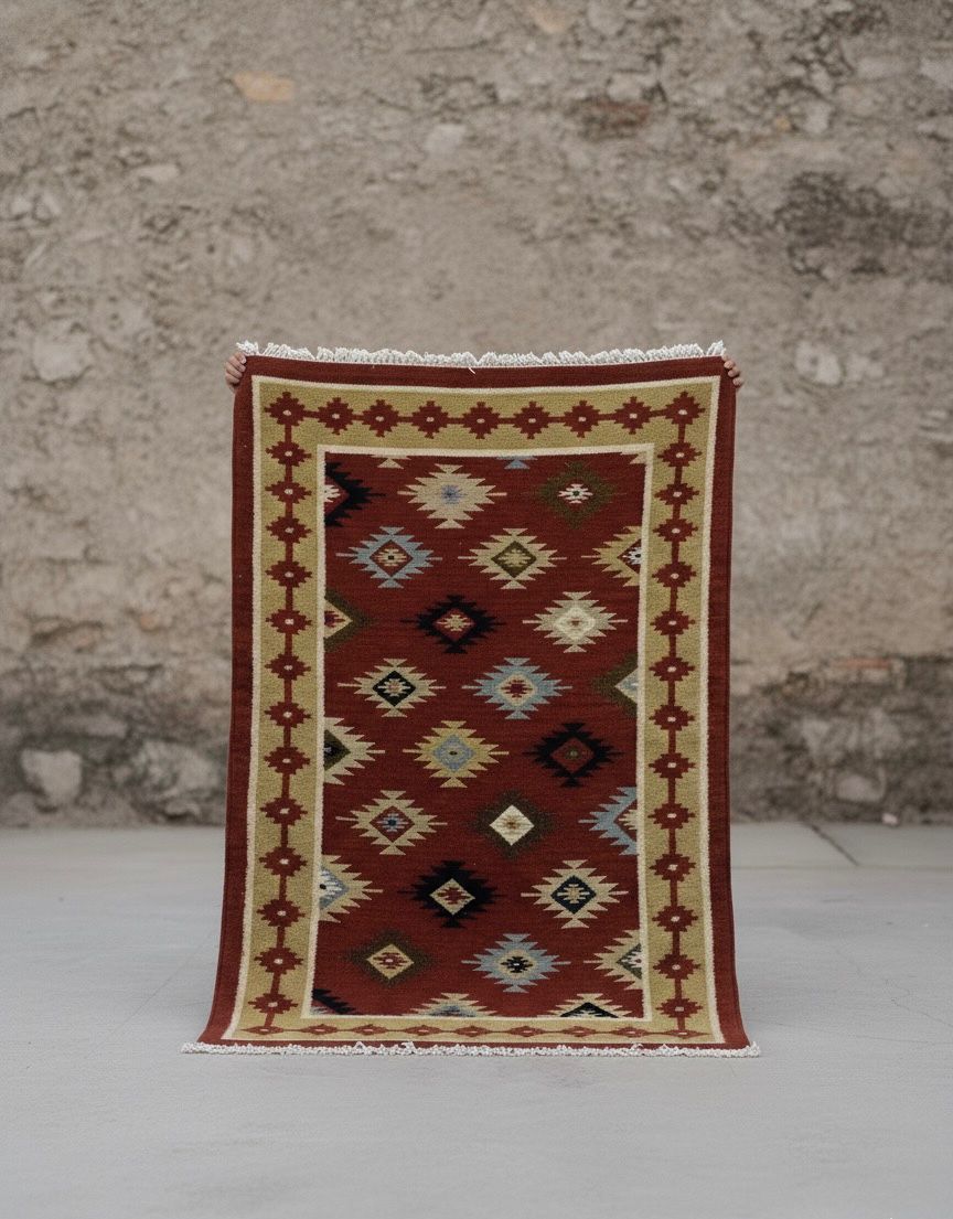 Rustic Nomadic Medallion Kilim Dhurrie