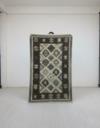 Black & Ivory Diamond Kilim Dhurrie