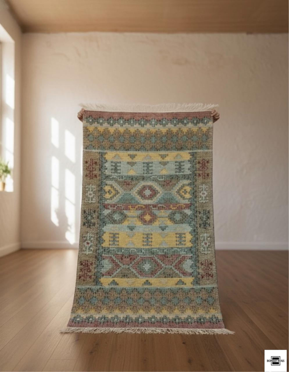 Vintage Pastel Tribal Dhurrie