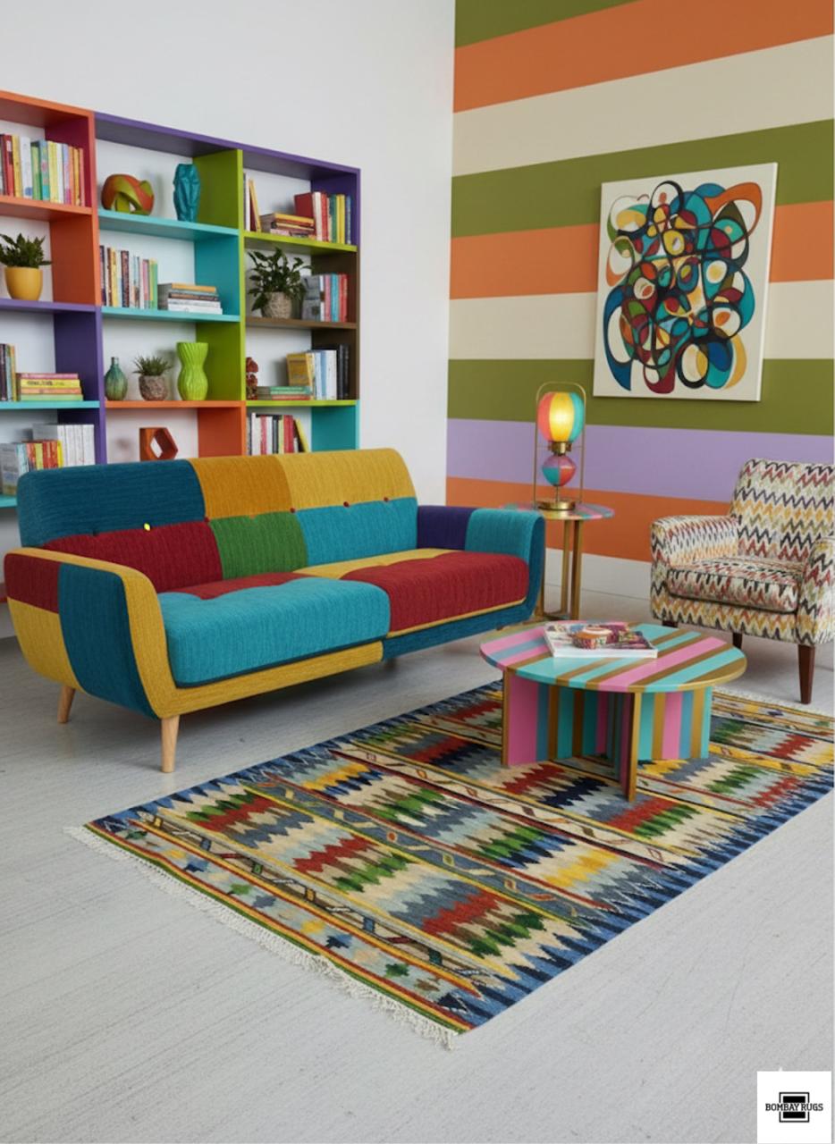 Southwestern Colorburst Kilim Dhurrie