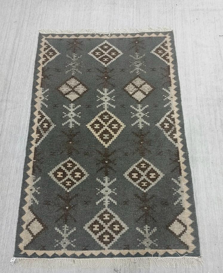Rustic Greyscale Kilim Dhurrie