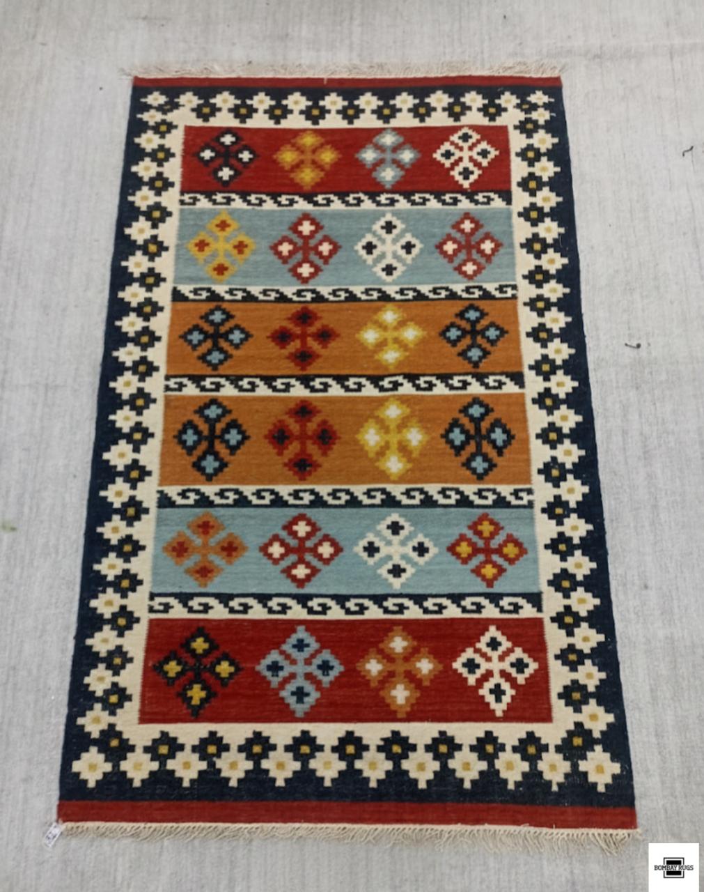 Boho Colorblock Kilim Dhurrie