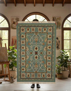Aqua Vintage Botanical Dhurrie