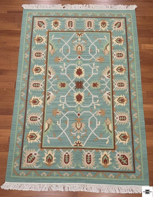 Aqua Vintage Botanical Dhurrie