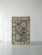 White & Ivory Diamond Kilim Dhurrie