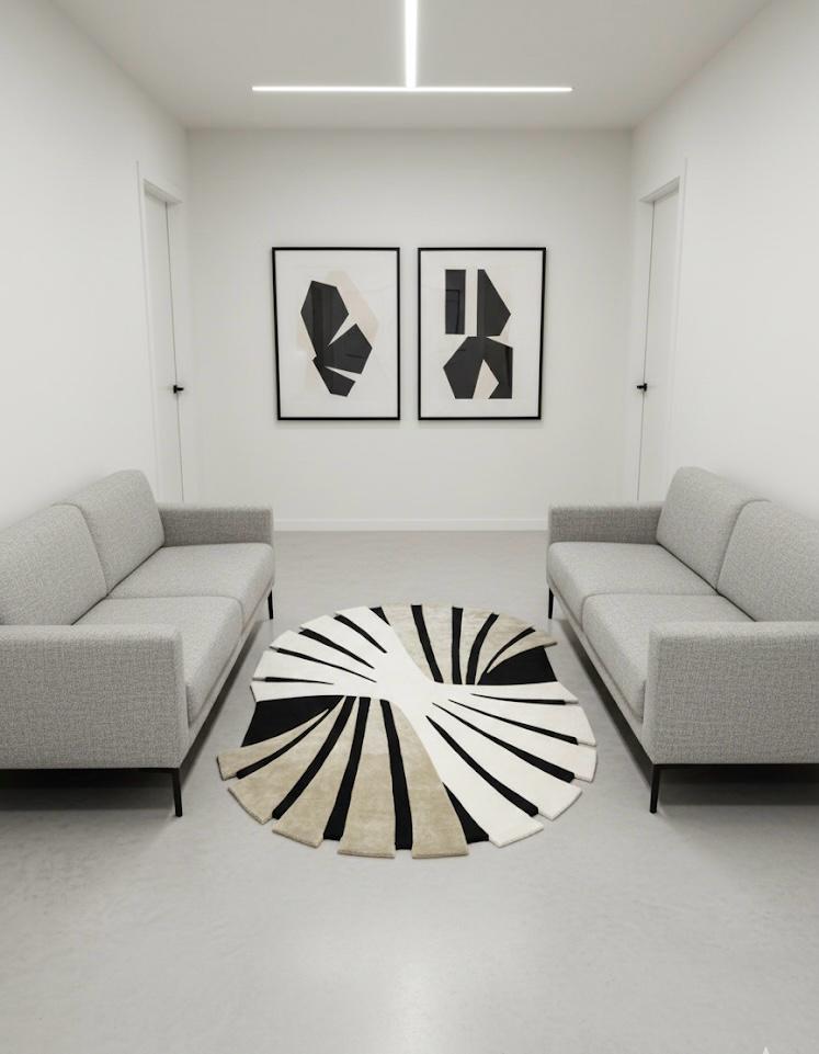 Black & White Spiral Art Rug