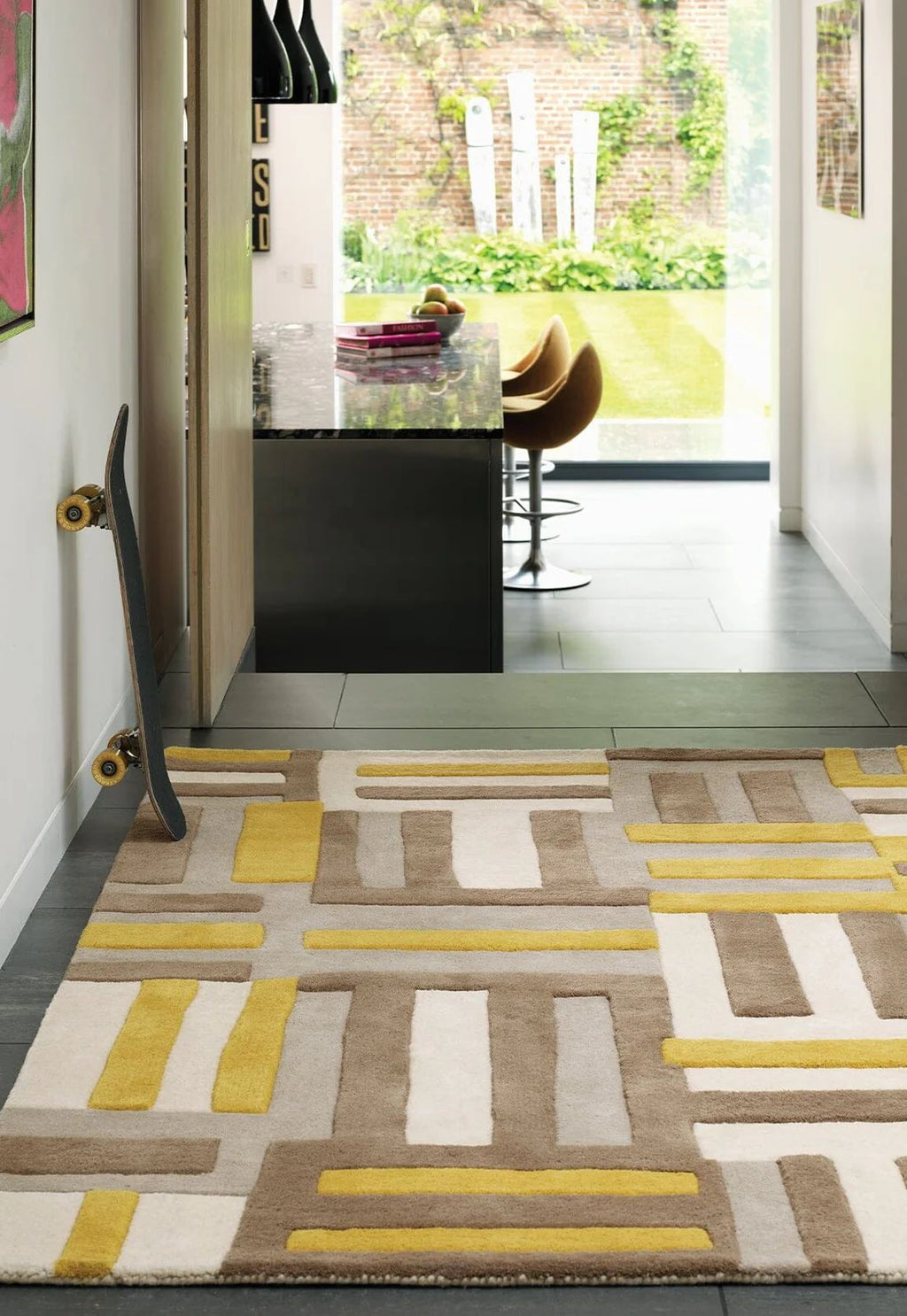 Urban Grid Mustard Rug