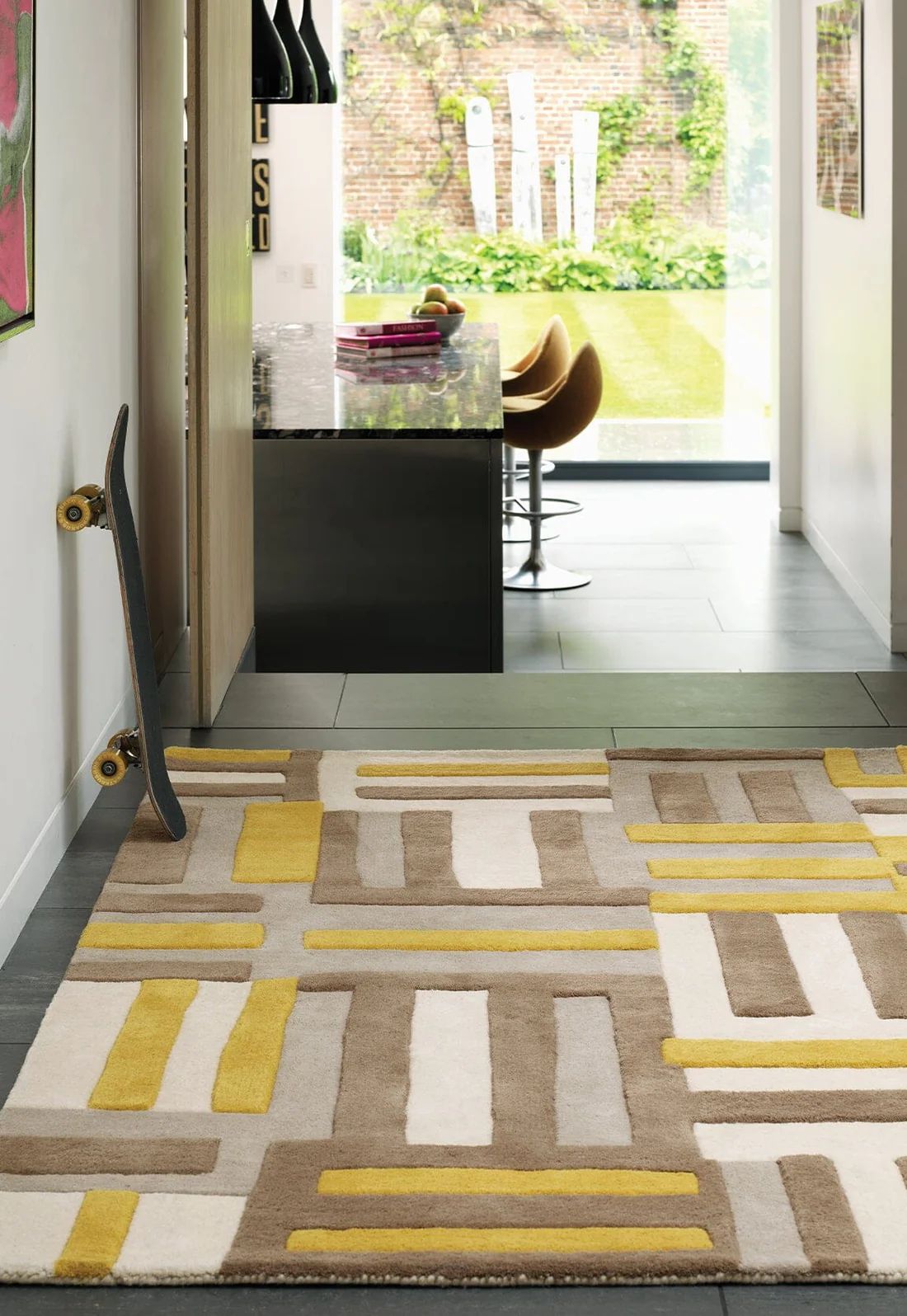 Urban Grid Mustard Rug