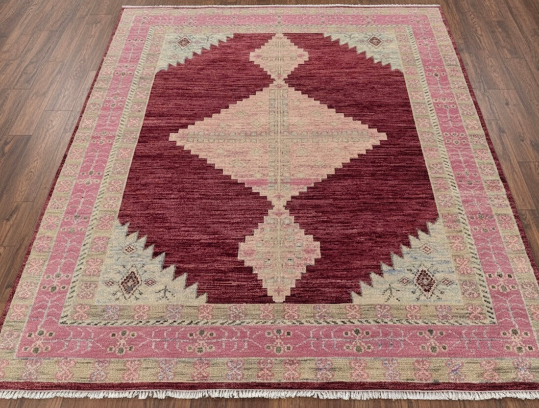 Crimson Geometry Rug