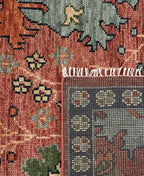 Antique Rust Floral Medallion Hand-Knotted Rug