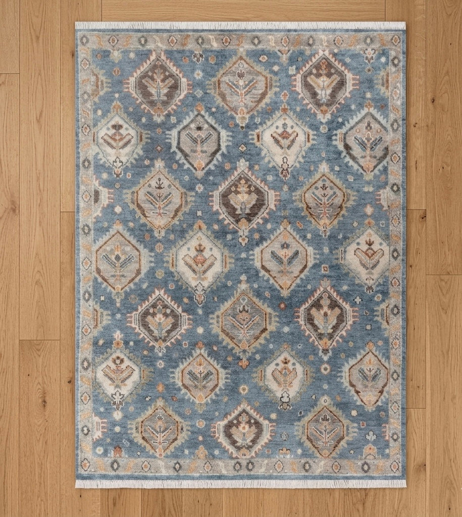 Slate Blue Medallion Handknotted Rugs