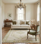 Sage & Cream Geometric Medallion Area Rug
