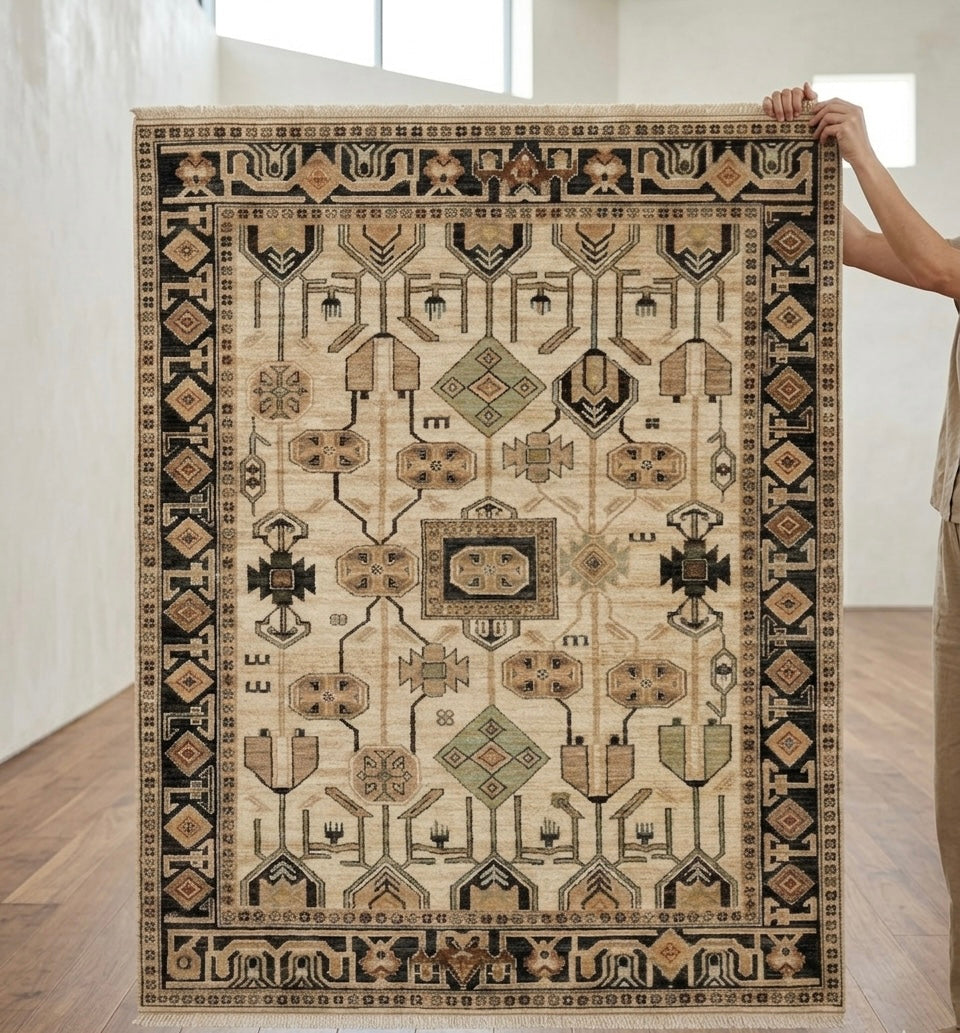 Geometric Tribal Area Handknotted Rug