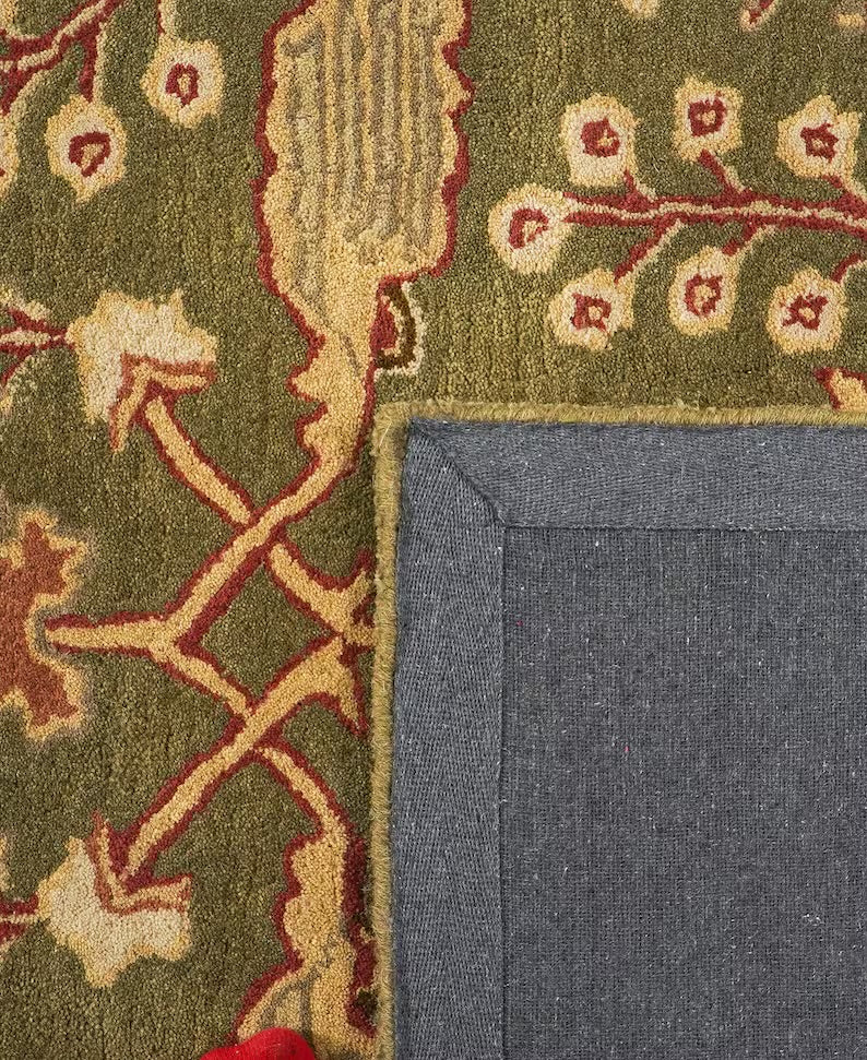 Handtufted Traditional Oushak Design Wool Area Rug in Olive and Terrac