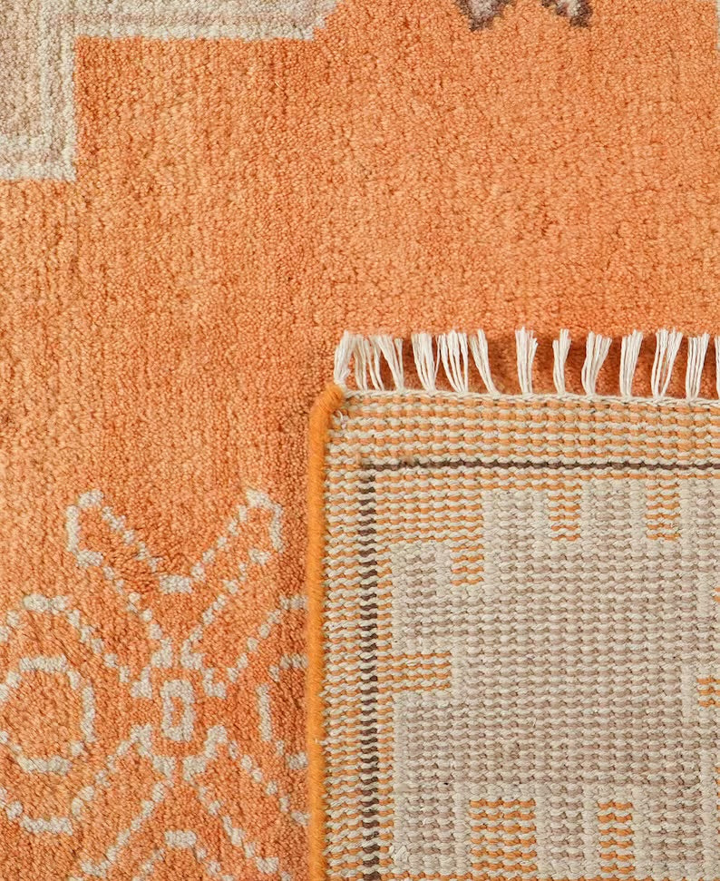 Afghani tribal Orange Handknotted Rugs