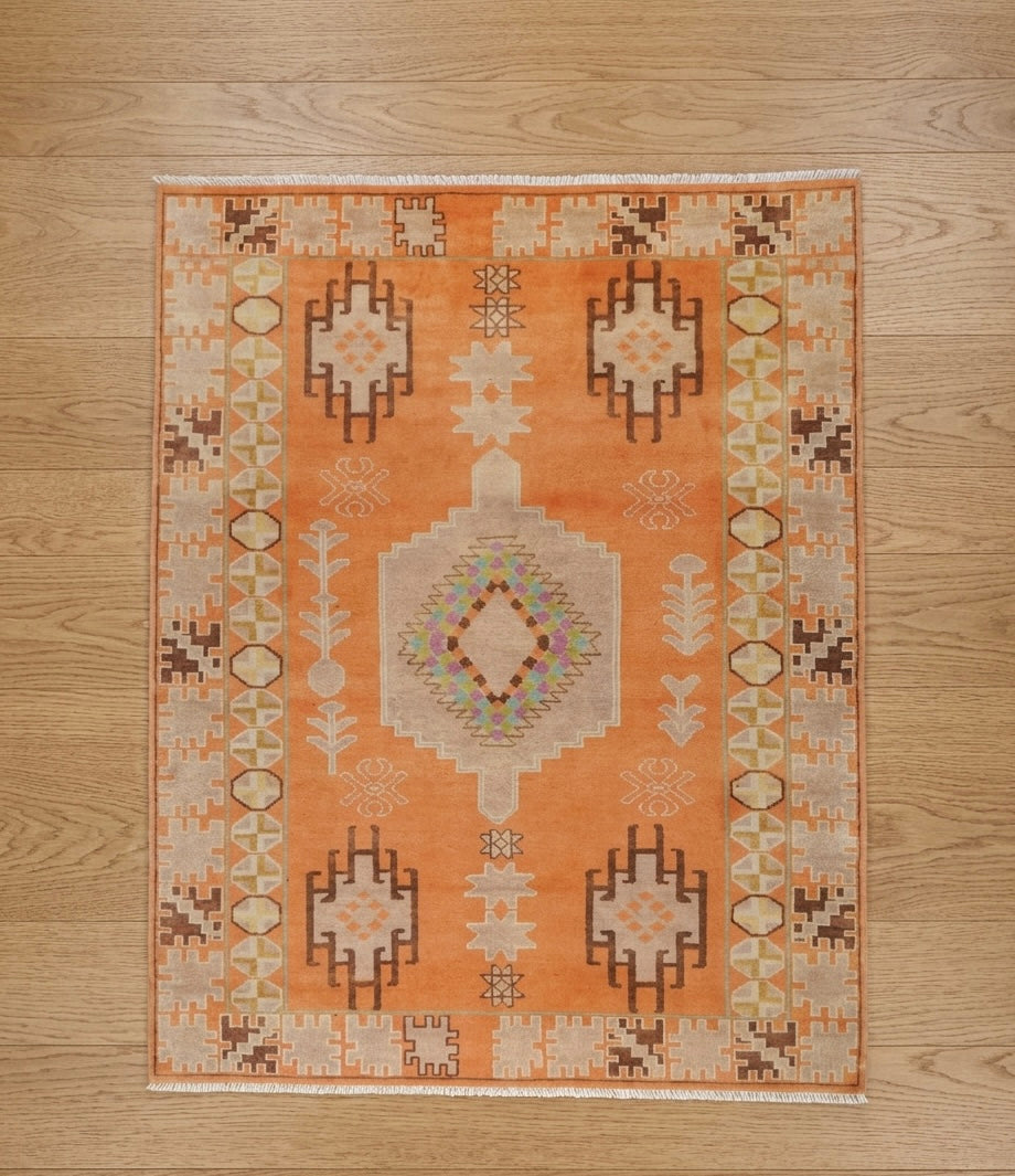 Afghani tribal Orange Handknotted Rugs