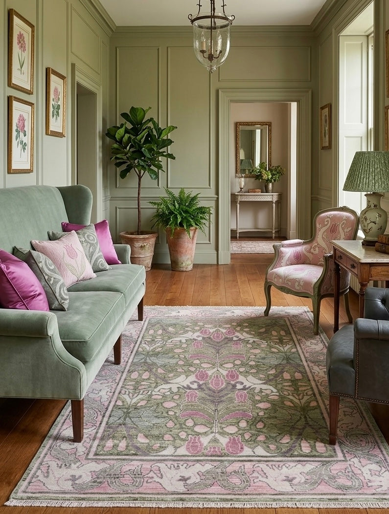 Pink and Green  Tribal Handknotted Rugs