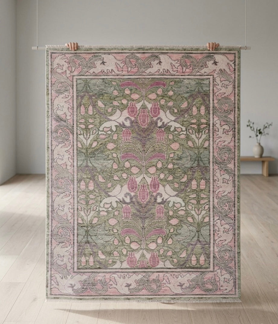 Pink and Green  Tribal Handknotted Rugs