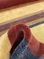 Earth Tone Geometric Color Block Hand-Knotted Rug