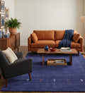 Hand-Knotted Indigo Blue Tribal Gabbeh Wool Rug