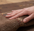 Modern Hand-Knotted Gabbeh Rug with Minimalist Geometric Border