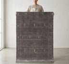 Hand-Knotted Charcoal Grey Modern Gabbeh Wool Rug
