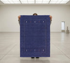 Hand-Knotted Indigo Blue Tribal Gabbeh Wool Rug
