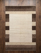 Modern Earth-Tone Gabbeh Rug in Walnut
