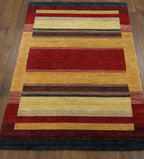 Earth Tone Geometric Color Block Hand-Knotted Rug