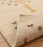 Hand-Knotted Gabbeh Tree of Life Rug in Cream and Multi-Color