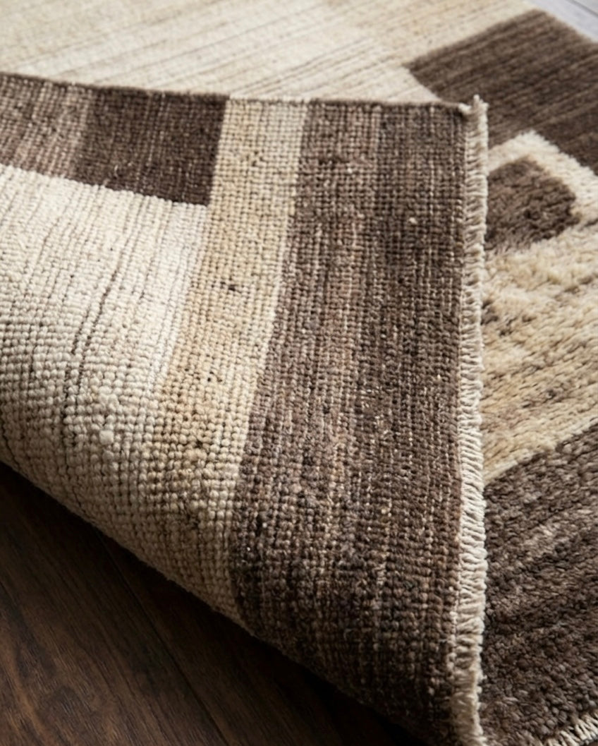Modern Earth-Tone Gabbeh Rug in Walnut