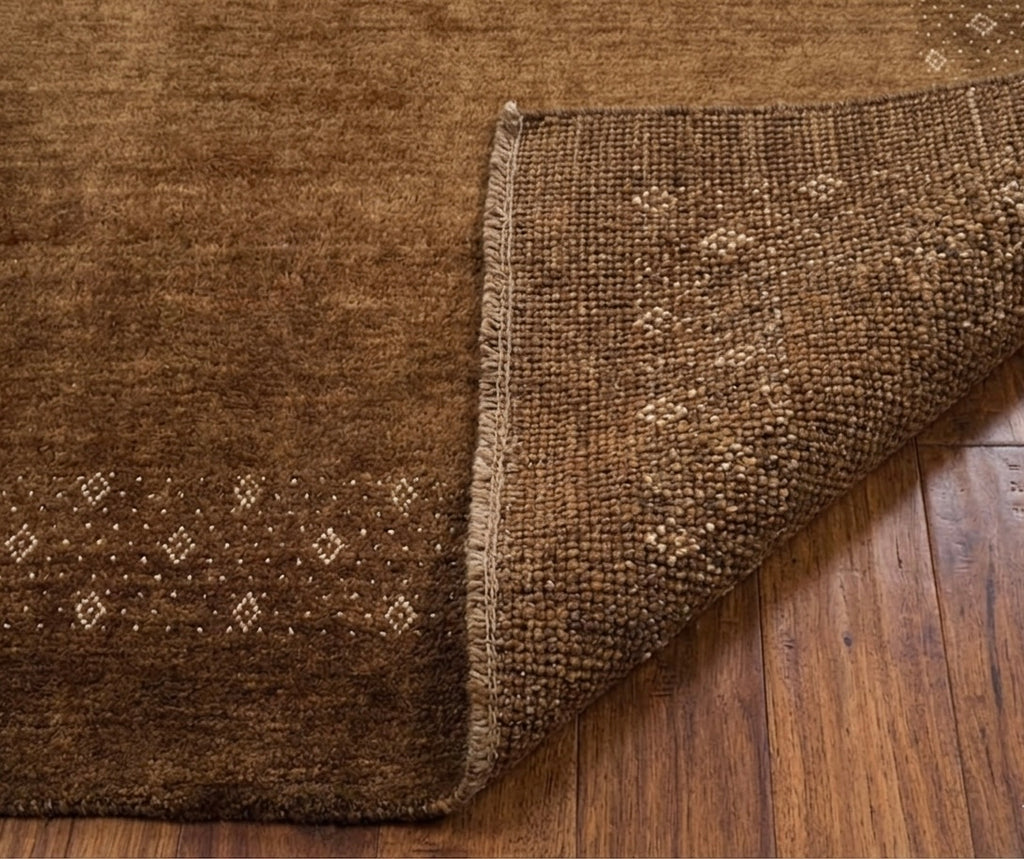 Modern Hand-Knotted Gabbeh Rug with Diamond Border