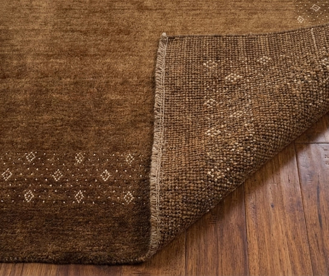 Modern Hand-Knotted Gabbeh Rug with Diamond Border