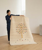 Hand-Knotted Gabbeh Tree of Life Rug in Cream and Multi-Color