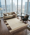 Modern Earth-Tone Gabbeh Rug in Walnut