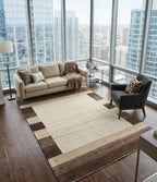 Modern Earth-Tone Gabbeh Rug in Walnut
