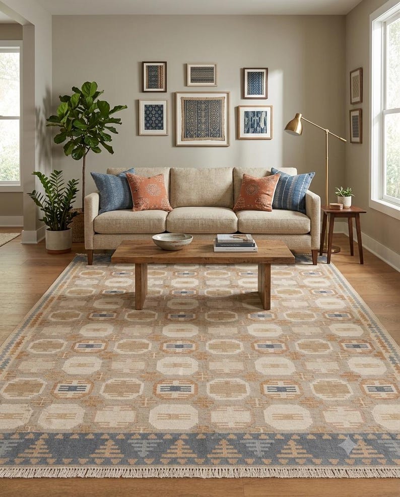 Orange & Cream Traditional Floral Handknotted Rugs