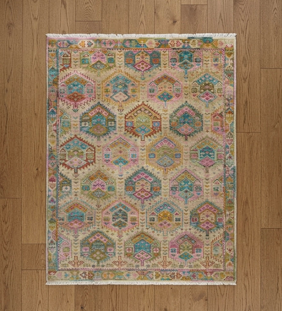Hand-Knotted Multicolor Heritage Hexagon Rug
