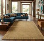 Modern Hand-Knotted Gabbeh Rug with Minimalist Geometric Border