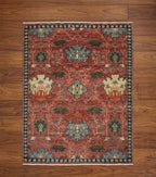 Antique Rust Floral Medallion Hand-Knotted Rug