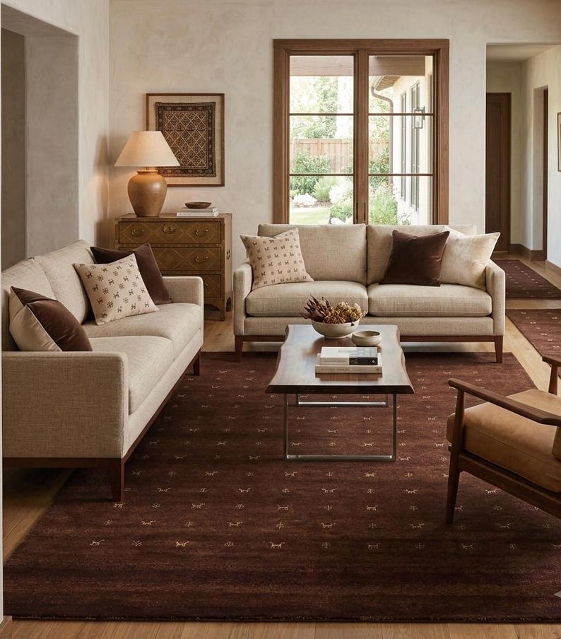 Distressed Amber Damask a Handknotted Rugs