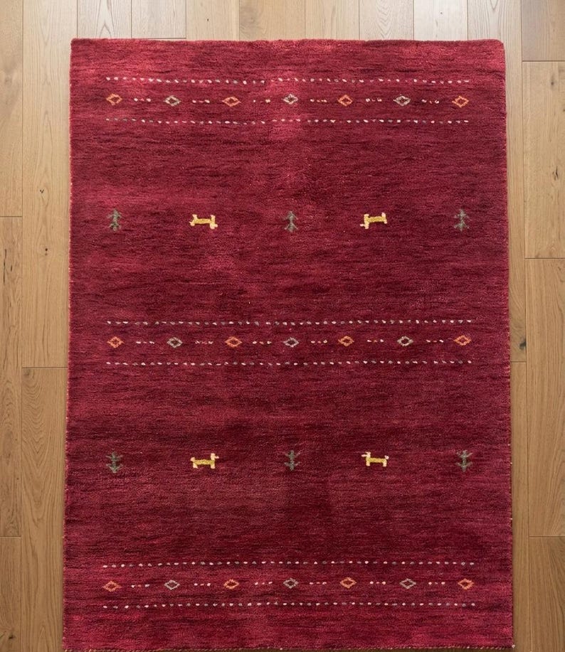 Earth Tone Geometric Color Block Hand-Knotted Rug