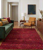 Earth Tone Geometric Color Block Hand-Knotted Rug