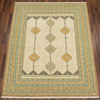Azure Geometric Medallion Handknotted Rugs