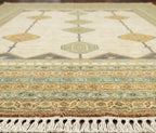 Azure Geometric Medallion Handknotted Rugs